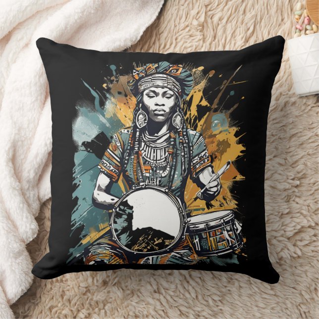 Afrikanischer Drummer Kissen (Decke)