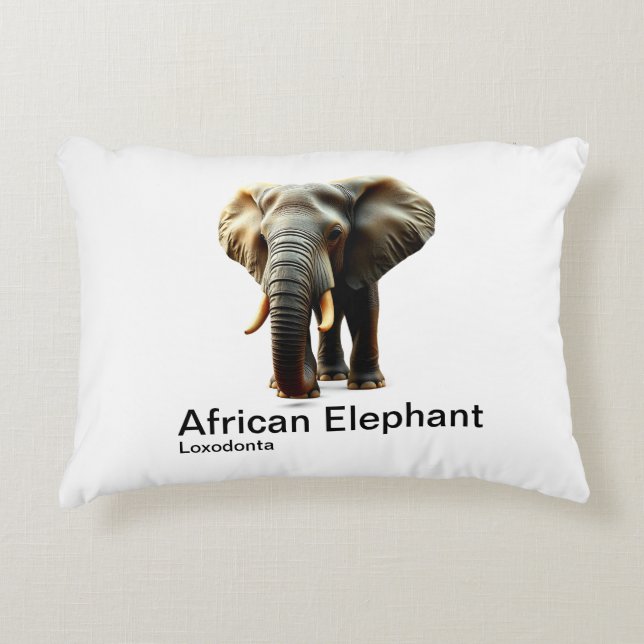 Afrikanischer Elefant auf schlichtem weißem Hinter Dekokissen (Vorderseite)