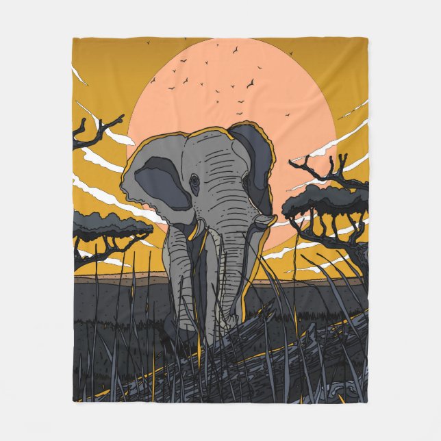 Afrikanischer Elefant Fleecedecke (Vorderseite)