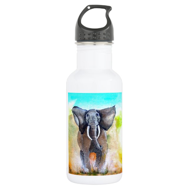 Afrikanischer Elefant groß und mächtig Edelstahlflasche (Vorderseite)
