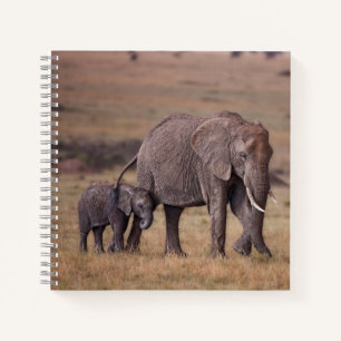 Afrikanischer Elefant mit Baby Notizbuch