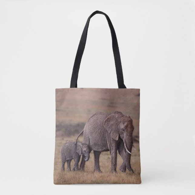 Afrikanischer Elefant mit Baby Tasche (Vorderseite)