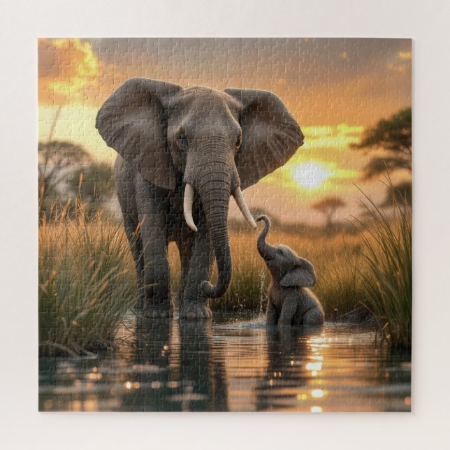 Afrikanischer Elefant mit ihrem Baby-Calf (Vertikal)