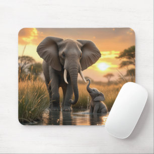Afrikanischer Elefant mit ihrem Baby Mousepad