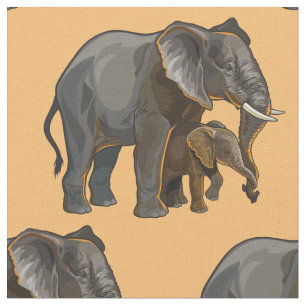 Afrikanischer Elefant mit Kind Stoff