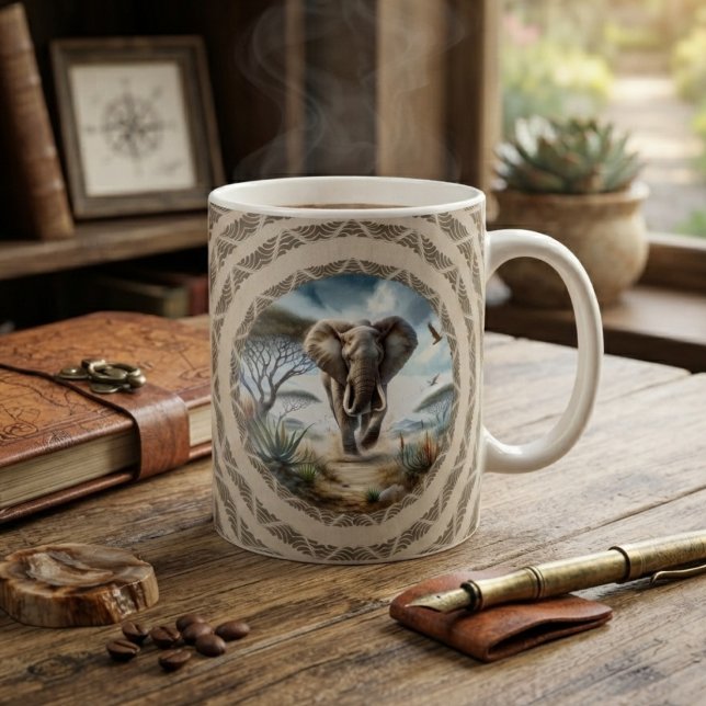 afrikanischer Elefant mit Muster Kaffeetasse (Von Creator hochgeladen)