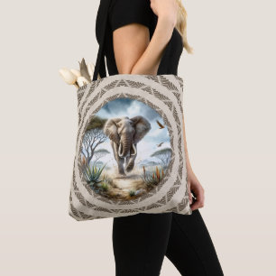 Afrikanischer Elefant mit Muster-Tote-Beutel Tasche