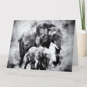 Afrikanischer Elefant mit schwarzem und weißem Kal Dankeskarte