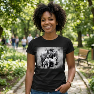 Afrikanischer Elefant mit schwarzem und weißem Kal T-Shirt