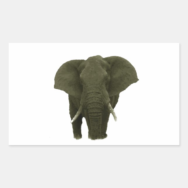 Afrikanischer Elefant Rechteckiger Aufkleber (Vorderseite)