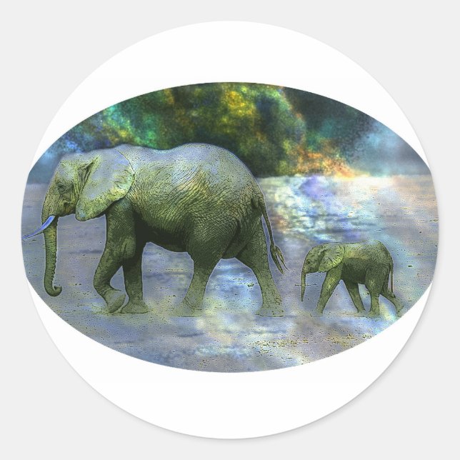 Afrikanischer Elefant Runder Aufkleber (Vorderseite)