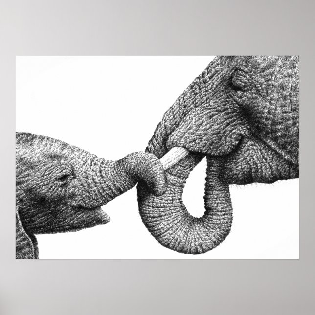 Afrikanischer Elefant und Kalb-Poster Poster (Vorne)