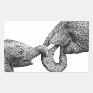 Afrikanischer Elefant und Kalbsaufkleber Rechteckiger Aufkleber