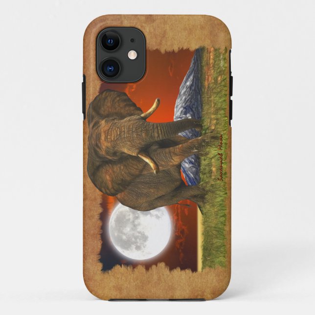 Afrikanischer Elefant und Mond II-Handy-Fall Case-Mate iPhone Hülle (Rückseite)