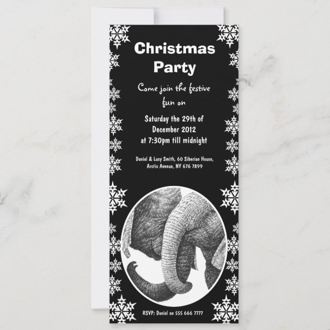 Afrikanischer Elefant-WeihnachtsParty Einladung (Vorderseite)