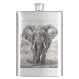 Afrikanischer Elefantenstift Zeichnend Flachmann