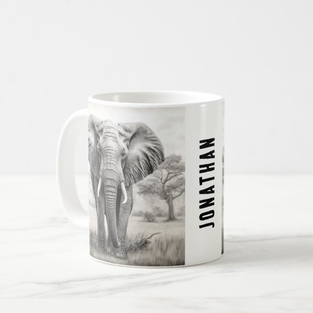 Afrikanischer Elefantenstift Zeichnend Kaffeetasse (Vorderseite Links)