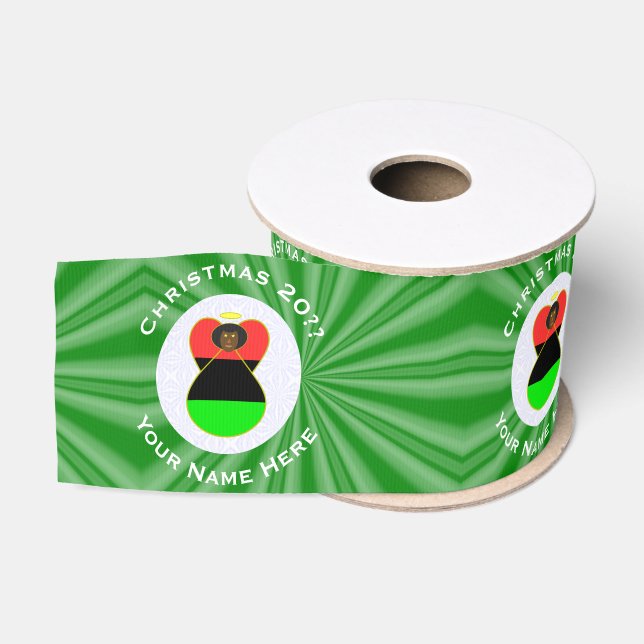 Afrikanischer Fahweihnachtsgel personalisiert Ripsband (Spule)