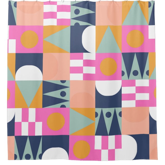 Afrikanischer Farbblock, geometrisches Muster. Duschvorhang (Vorderseite)