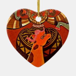 Afrikanischer Giraffen Traditioneller Kunstdruck   Keramikornament
