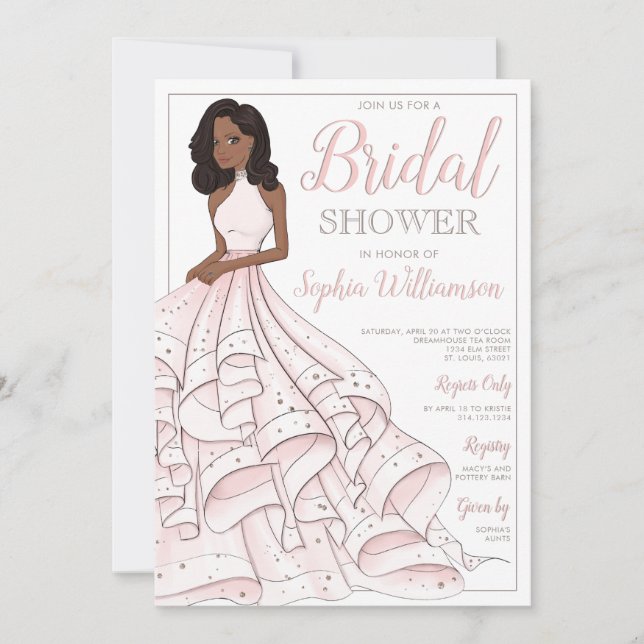 Afrikanischer Glitzer Glam Bride Brautparty Einladung (Vorderseite)