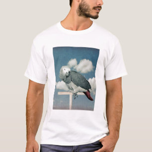 Afrikanischer Grau-Papagei auf einem T - Shirt