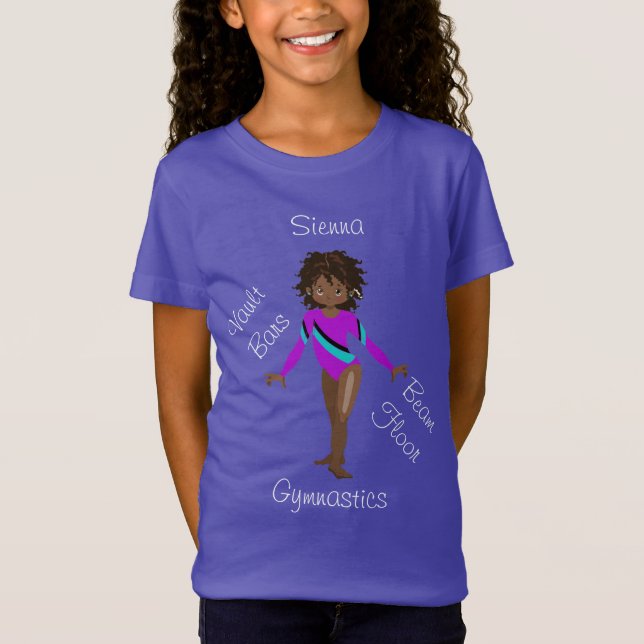 Afrikanischer Gymnastikamerikaner, braune Augen, L T-Shirt (Vorderseite)