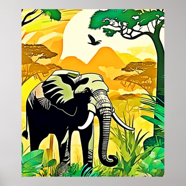 Afrikanischer Jungle Elephant Art Design Poster (Vorne)