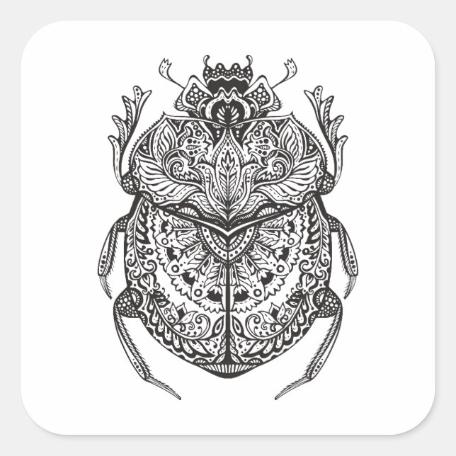 Afrikanischer Käfer Zendoodle Quadratischer Aufkleber (Vorderseite)