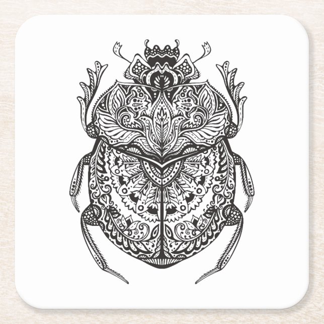 Afrikanischer Käfer Zendoodle Rechteckiger Pappuntersetzer (Vorderseite)