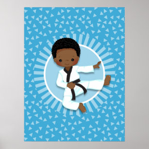 Afrikanischer Karate Boy Judo Martial Arts Poster