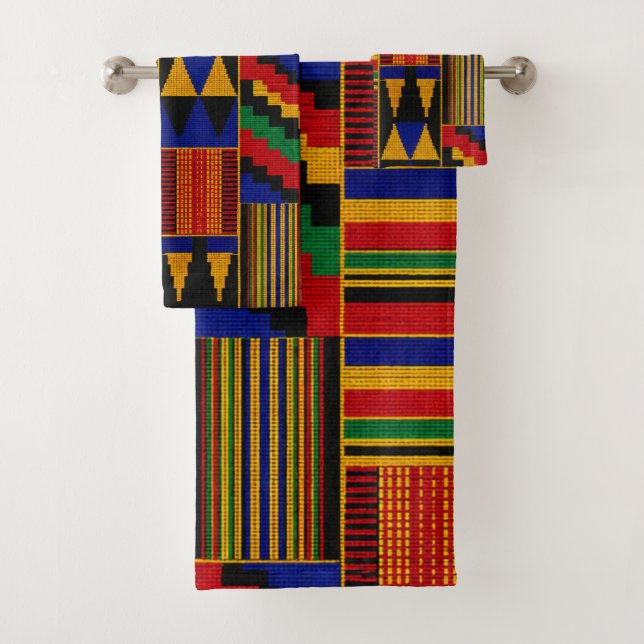 Afrikanischer Kente-Stoff Badhandtuch Set (Insitu)