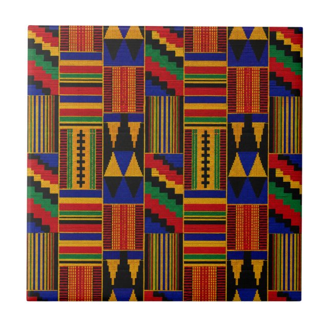Afrikanischer Kente-Stoffstil Fliese (Vorderseite)