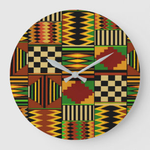 Afrikanischer königlicher Kente-Stoff Große Wanduhr