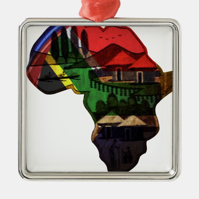 Afrikanischer Kontinent Silbernes Ornament (Vorne)