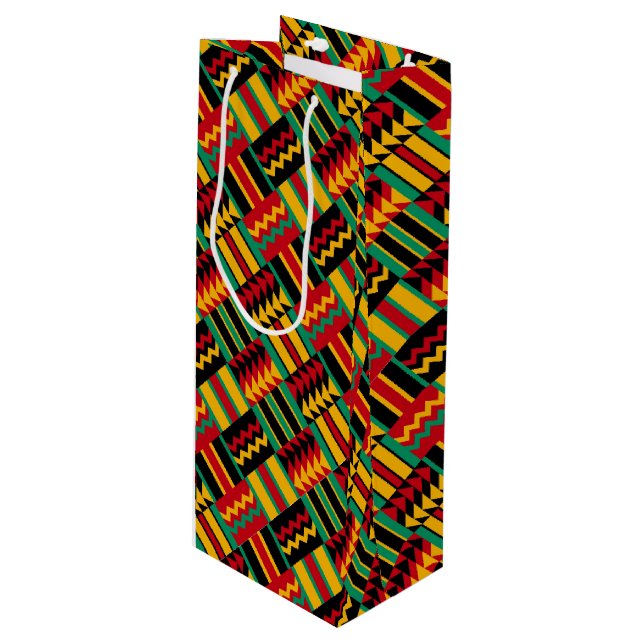 Afrikanischer Korbgeflecht-Stolz-rotes Geschenktüte Für Weinflaschen (Vorderseite Schrägansicht)
