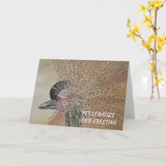 Afrikanischer Kranvogel individuell anpassbar Karte (Gelbe Blume)