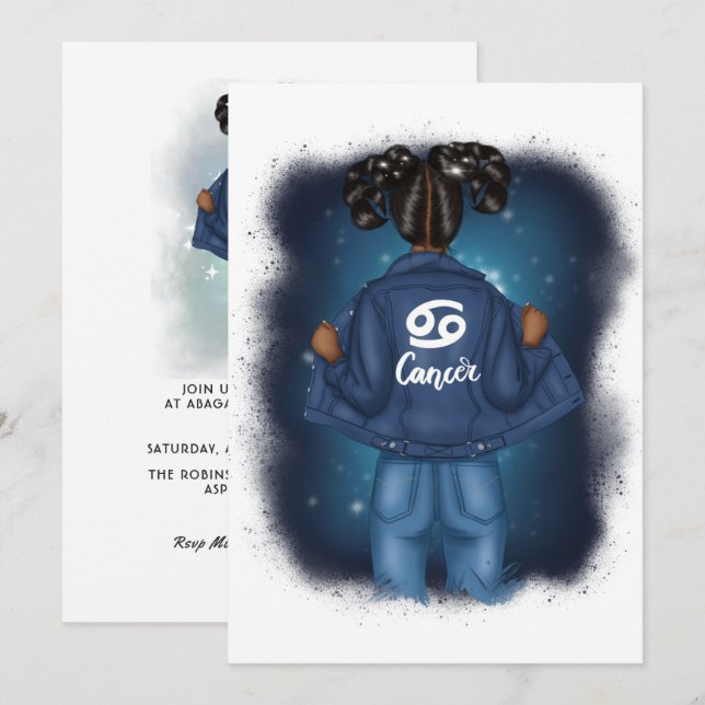 Afrikanischer Krebs Zodiac Sign Birthday Party Einladung (Vorne/Hinten)