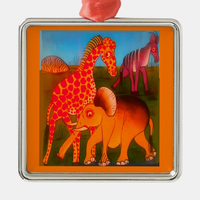 afrikanischer Kunstdrucker Ornament Aus Metall (Vorne)