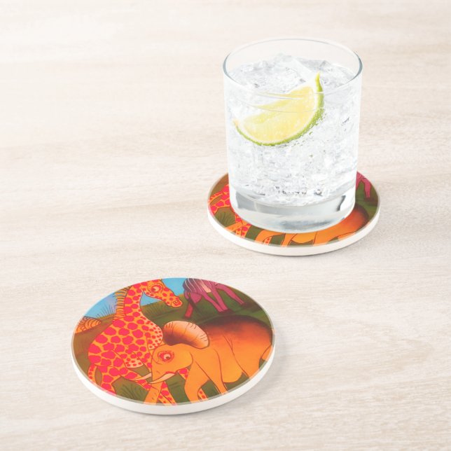 afrikanischer Kunstdrucker Sandstein Untersetzer (Seite)