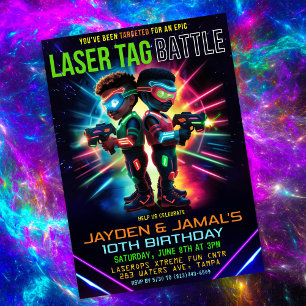 Afrikanischer Laser Tag Geburtstag Einladung