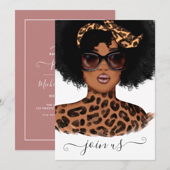Afrikanischer Leopard-Girl-Junggeselinnen-Abschied Einladung (Vorne/Hinten)
