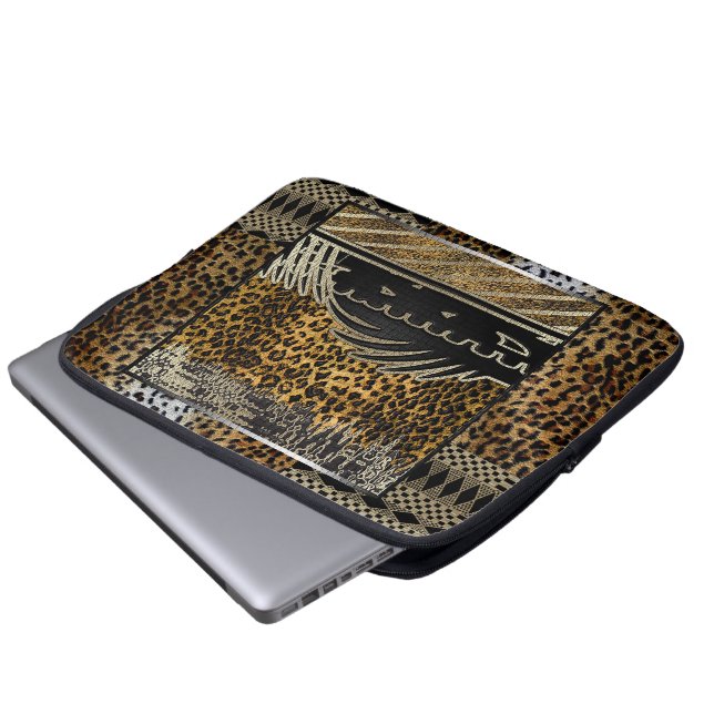 Afrikanischer Leopard in Bewegung Laptopschutzhülle (Vorne Knopf)