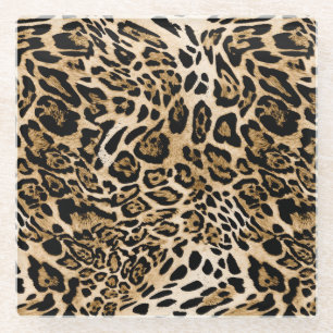 Afrikanischer Leoparden-Pelz: Nahtlose Tiertextur Glasuntersetzer