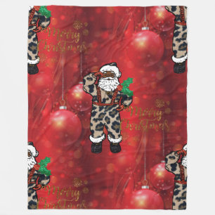 afrikanischer Leoparden-Weihnachtsmann-Mantel Fleecedecke