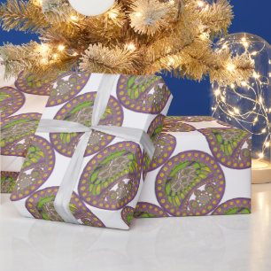 Afrikanischer lila-gelber Kaleidoskop Traditionell Geschenkpapier