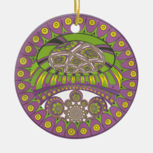 Afrikanischer Lila und Gelber Kaleidoskop Traditio Keramikornament