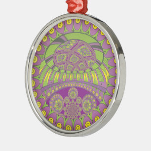 Afrikanischer Lila und Gelber Kaleidoskop Traditio Ornament Aus Metall