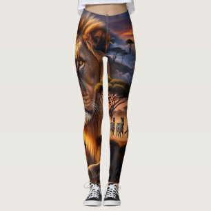 Afrikanischer Löwe & Zebra Sonnenuntergang Legging Leggings