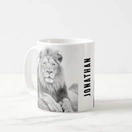 Afrikanischer Löwenstift Zeichnend Kaffeetasse